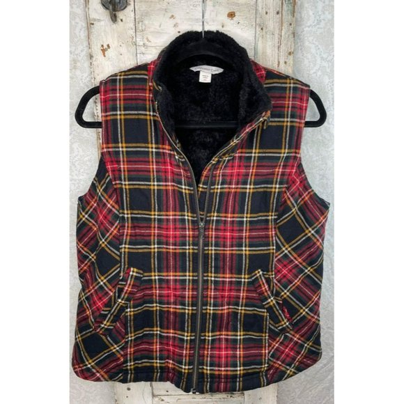 Coldwater Creek Vest ♥️ Black Faux Fur Lined Front Pockets Woman’s Size PS - Picture 1 of 7